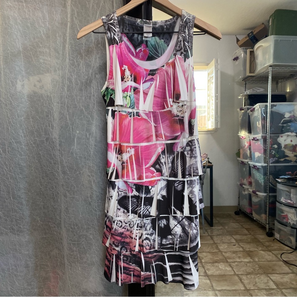 Mini Diva Women’s XL Y2k Stretch Ruffle Body Con Midi Dress Butterfly Floral